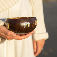 Mangkuk Bulat Sekali Pakai Ramah Lingkungan dari Kayu Kelapa Pelangi Modern Buatan Tangan Ukuran 5.5" Vietnam Penawaran Baru