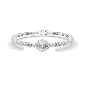 Bracelet tennis ovale halo en diamant de laboratoire 3.837 CT, taille brillant ovale et ronde, or 10KT, 14KT, 18KT et argent 925, rose - Product Image 2