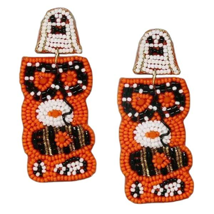 Pendientes BOO Unisex con cuentas de semillas con perlas y diamantes Estilo religioso clásico para aniversario de bodas de glowin fashion - Product Image 4