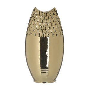 Venta caliente florero de aluminio hecho a mano dorado diseño moderno jarrón de mesa de Metal para boda decoración del hogar espacio de Navidad de lujo - Product Image 1