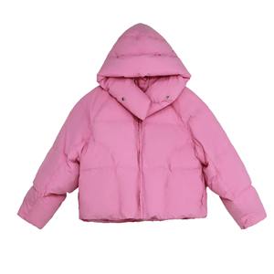 2024 invierno nueva moda Chic Mujer con capucha algodón Puffer Parka abrigo suelto sólido grueso chaqueta cremalleras Bomber polar impreso - Product Image 1
