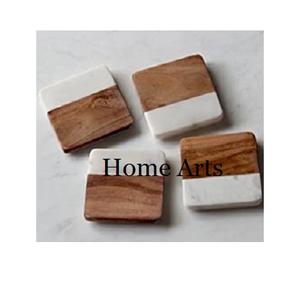 Set of 4 Wood And <b>Marble</b> <b>Coasters</b> Bestest Quality Customized Size Glass Mug <b>Coasters</b> From Manufacturer In India - Product Image 3