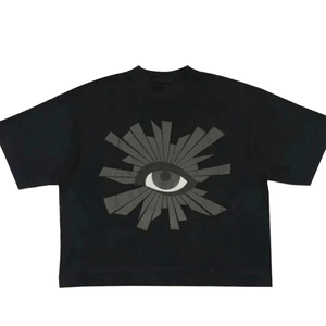 Premium OEM Custom Summer Autumn Plus Size Street Fashionwear Eye of Truth Printed Outwear Loose Short-sleeved T-shirt for Men's - Product Image 1