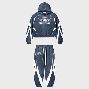 Ensemble survêtement personnalisé de dernière génération 2025, 420 g/m², imprimé en relief, pantalon de survêtement à pattes évasées, sweat-shirt à capuche, ensembles de survêtement pour hommes - Product Image 3