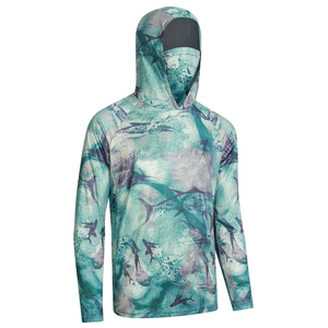 Sudadera con capucha de pesca de fibra de bambú con patrón en blanco deportivo ligero Upf 50 + Uv Soft Quick Dry Performance Sudadera CON CAPUCHA DE PESCA OEM con servicio - Product Image 6
