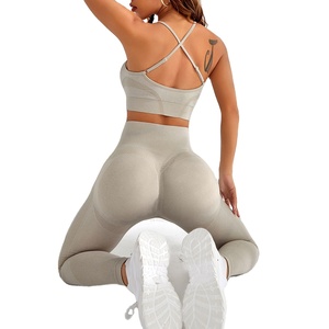 Taille haute pêche hanche-levage sans couture Yoga Leggings séchage rapide couleur unie course en plein air sport Fitness pantalon - Product Image 1