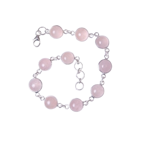 925 argent Sterling fait à la main pierre précieuse rose Rose Quartz Spinner Bracelet 925 solide classique naturel concepteur cadeau de mariage Bracelet - Product Image 1