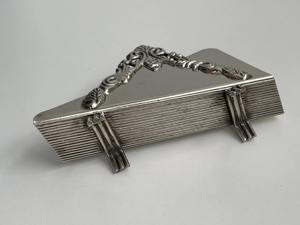 Minimal Silver Finished Stainless Steel <b>Napkin</b> <b>Holder</b> with Designer Edge for Table Organization Party Hosting and Everyday Use - Product Image 2