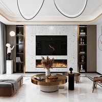 Mueble de TV Moderno de Lujo en Madera con Estantes con Pantalla LED y Chimenea Eléctrica, Consola Multimedia para Sala de Estar, Dormitorio y Hospital