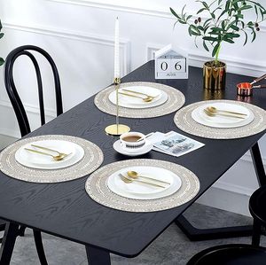 Classic Style Attractive Silver Glass <b>Beaded</b> <b>Placemat</b> Mats Pads for Wedding Parties New Year & Christmas-Whole Sale Price - Product Image 6