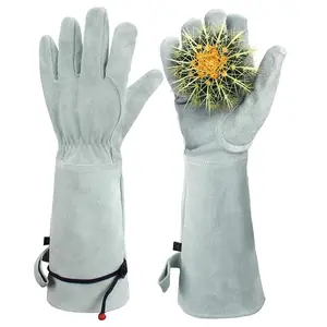 GG12花园工程防刺麂皮手套分体皮革牛皮灰色园艺通用手套