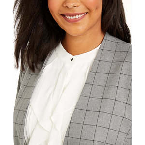 Giacca Blazer da Donna Calvin Klein Plus Size in Tessuto Windowpane Grigio Taglia 20W - Product Image 3