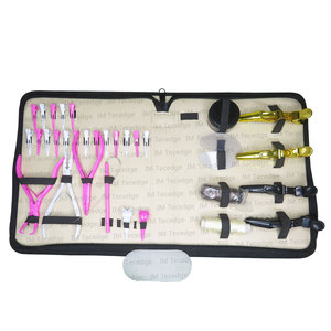 Kit d'outils d'extension de cheveux avec logo personnalisé de haute qualité avec accessoires Bouclier protecteur de pot de perles et petits fils - Product Image 1