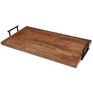 Handmade Wood Food Serving Tray With Metal Handles Advantageous Design Brown Color <b>Chocolates</b> Dessert Tray - Product Image 4