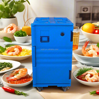 Boîte isotherme empilable en plastique LLDPE durable de 130 L pour buffet, maintien au chaud des plats, boissons froides, plats à emporter, gâteaux et glaces