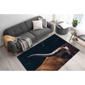 Tapis à imprimé animal Longhorn : tapis antidérapant, tapis doux non tissé - Product Image 2