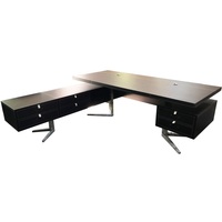 Bureau assis-debout moderne Bari gauche en bois brun 220x85x75cm 153kg Jet-Line pour adulte, idéal pour le bureau, la maison et l'école
