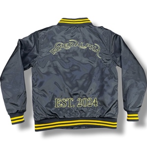 100% Polyester Satin Varsity Veste Style Décontracté Manteau D'hiver avec Bouton Décoration Solide Couleur OEM Service Uni Teint - Product Image 2