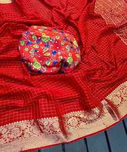 Party Wear Sari con Encaje y Algodón Floral Highlights - Product Image 2