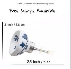 ลูกบิดเซรามิกสีน้ำเงินสไตล์โมร็อกโกสลักลายดอกไม้และสีขาวเคลือบสำหรับลิ้นชักตู้เสื้อผ้าตู้ลิ้นชักในห้องครัวดึง - Product Image 3