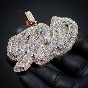 Pendentif Hip Hop en argent sterling 925 plaqué or jaune 14 carats personnalisé Moissanite VVS pendentif en diamant glacé taille brillant pour hommes - Product Image 1