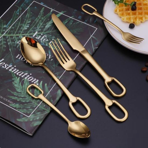 Juego de Cubiertos de Estilo Clásico con Acabado Dorado para Restaurantes, Cubertería de Metal, Cuchara y Cuchillo, Hecho en India - Product Image 4