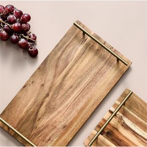 Natural Solid Wood <b>Tray</b> with Handle <b>Large</b> Wood Serving Platter Decorative Table Organizer - Hotel Restaurant Catering Wood <b>Trays</b> - Product Image 1