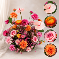 Arrangement floral romantique le plus vendu pour la décoration de réception de banquet, centre de table artificiel pour mariage