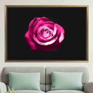 Toile imprimée : Art mural en verre trempé avec motif botanique de rose rose, TOILE À CADRE DORÉ - Product Image 1