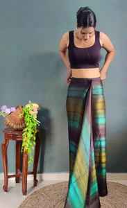 ชุดส่าหรีผ้าชีฟองมอสสำหรับผู้หญิง ดีไซน์อินเดีย พร้อมเสื้อคลุม งานปักลายสวยงามแบบดั้งเดิม ราคาดีที่สุด ชุดส่าหรีแฟนซีจากบูติกสุดพิเศษ - Product Image 4