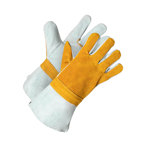 EN388ถุงมือหุ้มฉนวนความร้อน14นิ้วหนังสีน้ำตาลเต็มเม็ดถุงมืออุตสาหกรรม - Product Image 1