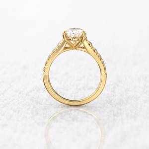 Art Deco Vintage 14K oro amarillo fino 1.41CT corte de pera laboratorio cultivado diamante Signet propuesta anillo joyería de boda para fiestas - Product Image 2