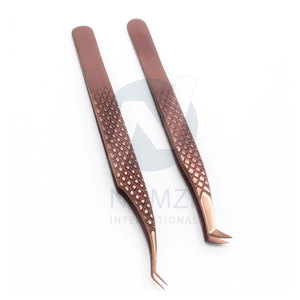 แหนบต่อขนตาสแตนเลสสีโรสโกลด์ไฟเบอร์ปลายแหลมติดเพชร90องศางานตามสั่ง - Product Image 3