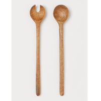 Ensemble d'ustensiles de service pour salade en bois d'acacia fait main, avec manche en spirale, écologique, compatible lave-vaisselle et micro-ondes, fabriqué en Inde