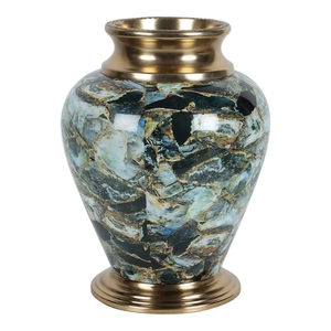 Vase en métal, en aluminium et fer, avec col et base plaqués or, avec motif imprimé d'autocollants en émail, 2025 - Product Image 2