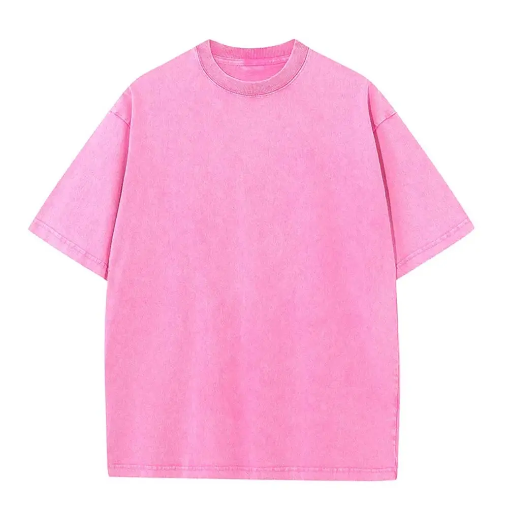 Lichtroze T-Shirt Voor Heren T-Shirt 100% Katoen Met Zuurwas Shirt Oversized Shirt T-Top