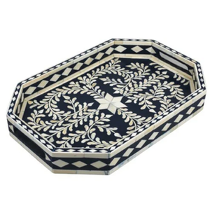 Plateau de service élégant en incrustation d'os fabriqué à la main, plateau de table basse luxueux et élégant pour la décoration de la maison, disponible au prix de gros - Product Image 6