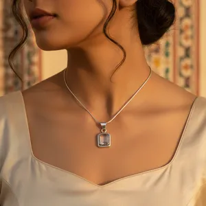 Pendentif en argent 925 tendance pour femmes, pierre précieuse, rhodié, or blanc, or rose 18 carats, chaînes avec diamant, perle, à porter tous les jours, cadeau - Product Image 3