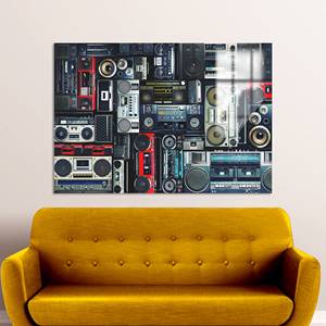Arte en lienzo Retro Boombox: lienzo impreso para decoración de salas de música, vidrio - Product Image 1