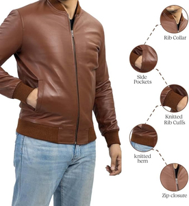 Winter Wear New Style Leather <b>Jacket</b> Stand Collar Front Logo Customized Color Breathable <b>Lightweight</b> High Quality <b>for</b> <b>Men</b> - Product Image 5