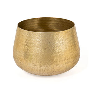 Jardinière ronde en métal martelé décoratif de haute qualité couleur or pour le sol, le salon, la salle à manger, le balcon en vrac - Product Image 1