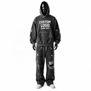 Vente en gros de haute qualité sweats à capuche personnalisés ensemble de pantalons de survêtement unisexe hommes femmes jogging logo personnalisé imprimé respirant survêtement - Product Image 1