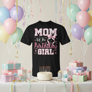 T-shirt promozionale per la mamma della festeggiante con fiocco rosa e fiore - Product Image 3