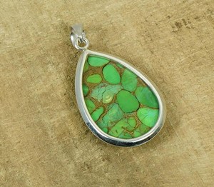 Pendentif en turquoise cuivre vert, forme poire, argent sterling, bijoux faits à la main, cadeau élégant pour femmes - Product Image 2