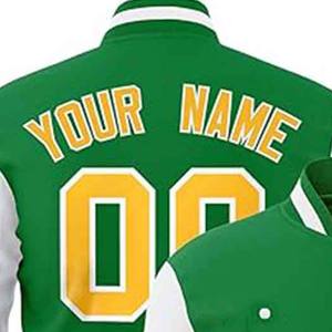 Veste universitaire bicolore, style personnalisé, couleur et patchs personnalisés, usine de vêtements OEM, veste universitaire d'entreprise, vestes universitaires personnalisables - Product Image 5