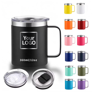 Taza de Café Aislada de 12 oz con Logotipo Personalizado, Calentador de Tazas de Acero Inoxidable para <span class=keywords><strong>Cerveza</strong></span>, Té, Vino, Bebidas Frías y Calientes, Taza de Viaje con Tapa - Product Image 1