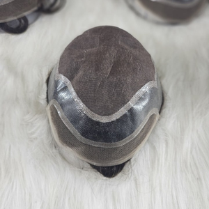 Peluca de Cabello Humano Natural 100% para Hombre, con Encaje, Estilo V-Loop, Ondulado Natural, Textura Lisa y Ondulada Profunda - Product Image 5