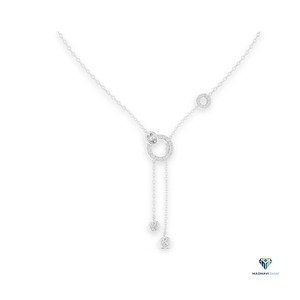 สร้อยคอรูปตัว Y ประดับเพชรทรงกลมสีขาวทองคำขาว 0.46 กะรัต ทำจากทองคำแท้ 18K - Product Image 1