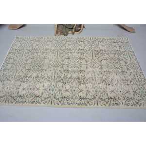 Tapis vintage 4,1x6,3 pi (124x192 cm), tapis oriental turc vert - Product Image 3