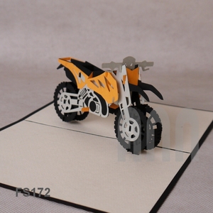 Diseño personalizado 3D Pop-up Tarjetas de felicitación de cumpleaños Calidad garantizada Arte en papel Dirt Bike Souvenir Gold Stamping Surface - Product Image 6